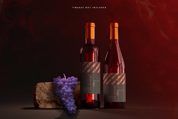 Free Wine Bottles Mockup Psd