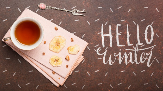 Free Winter Hot Tea Beverage Mock-Up Psd