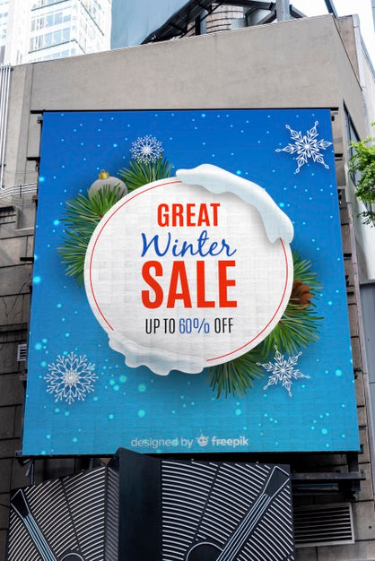 Free Winter Sale Billboard Sign Psd