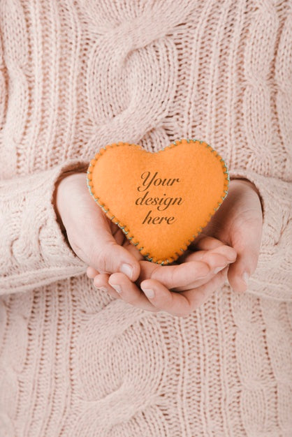 Free Woman Holding A Small Handmade Heart Psd