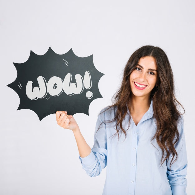 Free Woman Holding Slate Psd