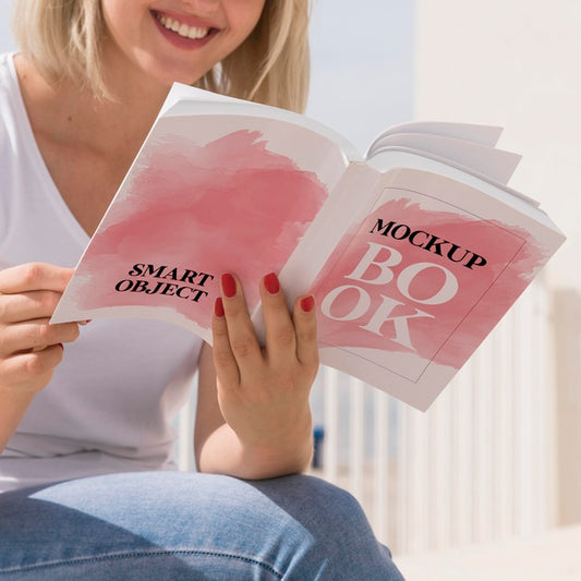 Free Woman On Street Reading Book Psd