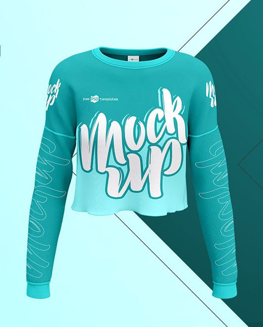 Free Women’S Cropped Crew Fleece Mockups