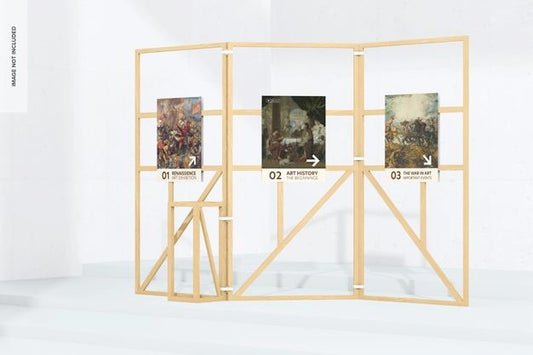 Free Wood Gallery Exhibition Display Mockup, Front View Psd