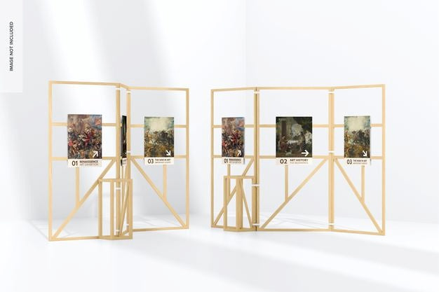 Free Wood Gallery Exhibition Displays Mockup Psd