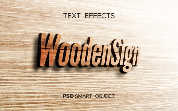 Free Wood Text Effect Mock-Up Psd