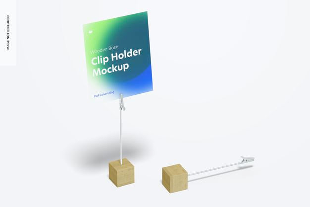 Free Wooden Base Photo Clip Holders Mockup Psd