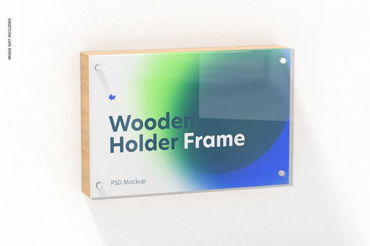 Free Wooden Label Holder Frame Mockup, Hanging Psd