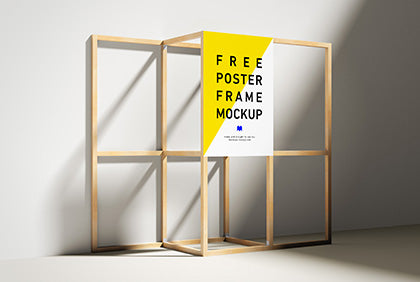 Free Wooden Poster Frame Mockup