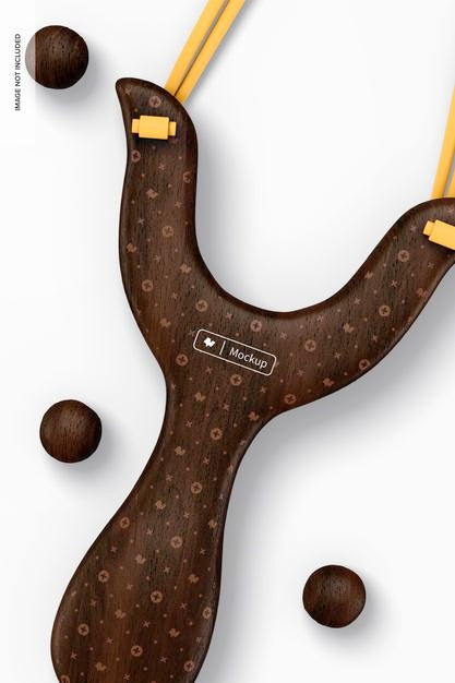 Free Wooden Slingshot Toy Mockup, Close Up Psd