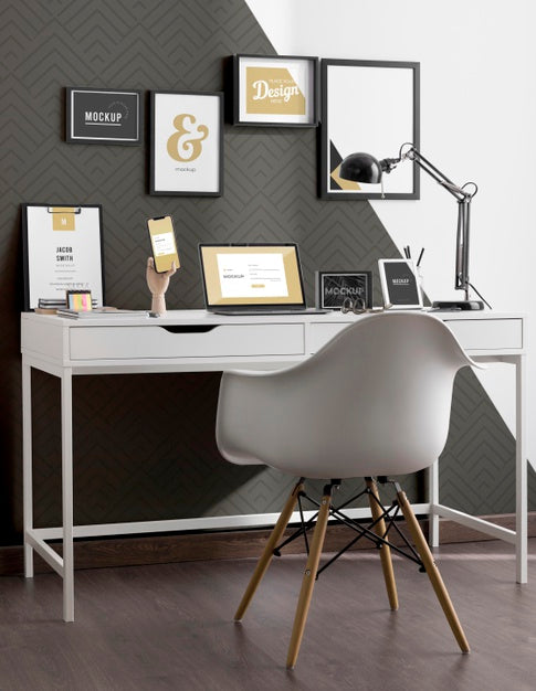 Free Work Desk Mockup With Devices Psd