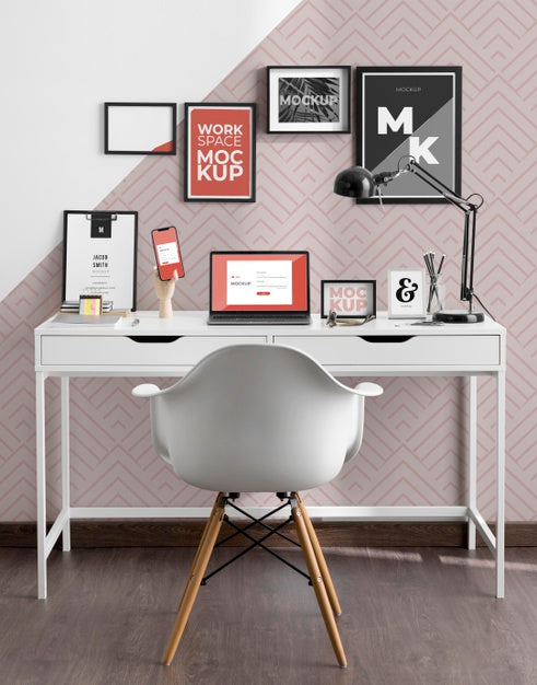 Free Work Desk Mockup With Devices Psd