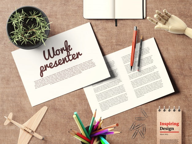 Free Work Presenter On Desktop Mock Up Psd