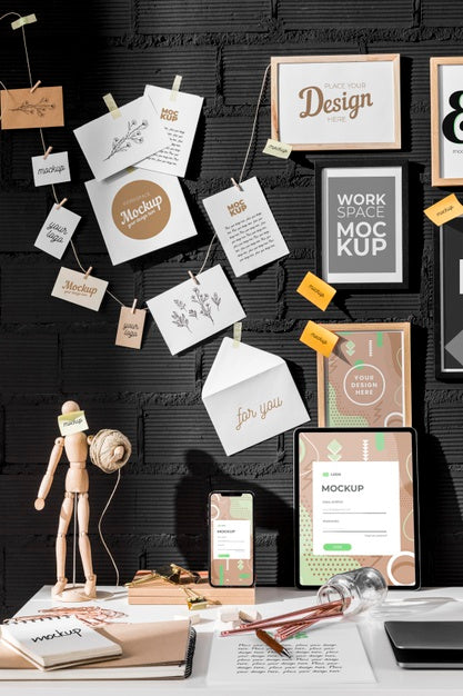 Free Workplace Mockup With Devices Psd