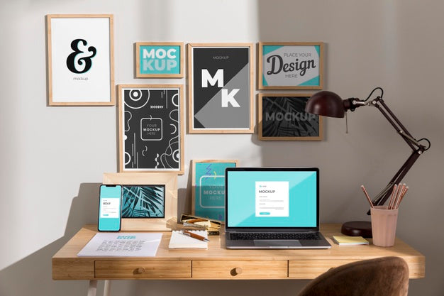 Free Workplace Mockup With Devices Psd