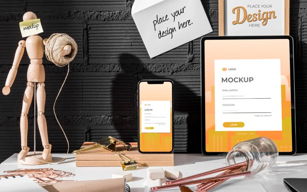 Free Workplace Mockup With Devices Psd