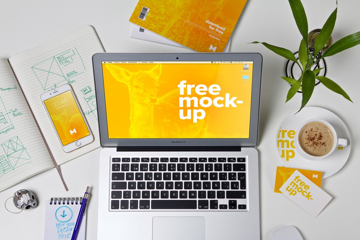 Free Workspace with Macbook Air (Mockup)