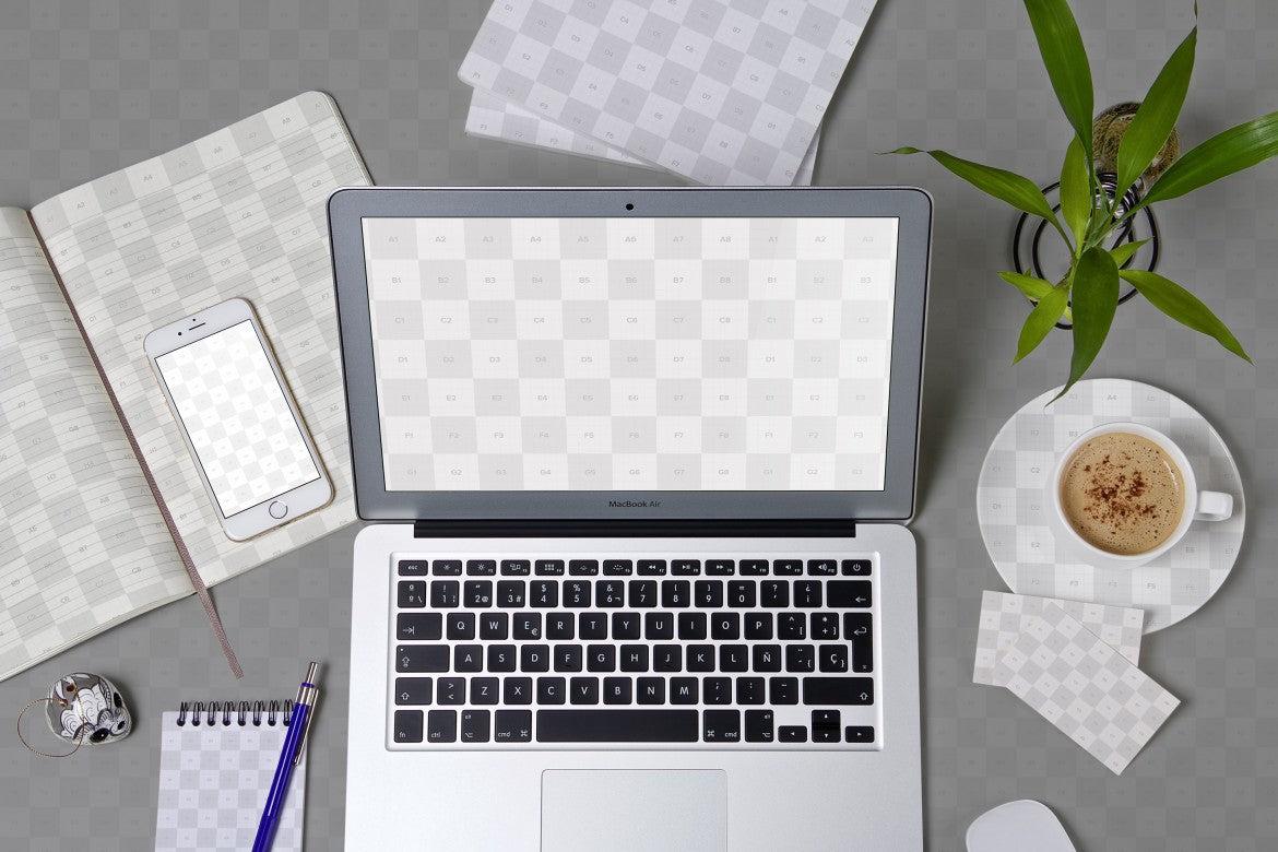 Free Workspace with Macbook Air (Mockup)