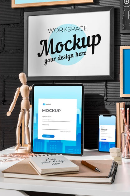 Free Workspace Mockup With Devices Psd