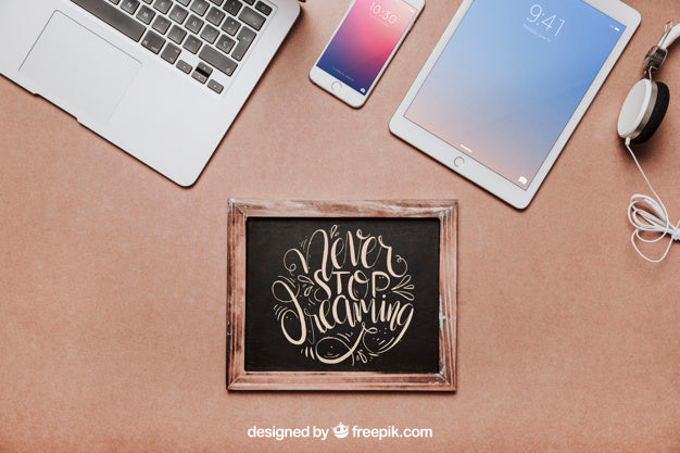 Free Workspace Mockup With Slate Psd