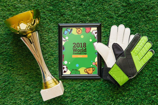 Free World Football Cup Mockup With Frame Psd