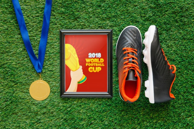 Free World Football Cup Mockup With Frame Psd