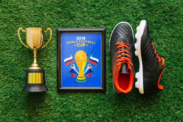 Free World Football Cup Mockup With Frame Psd