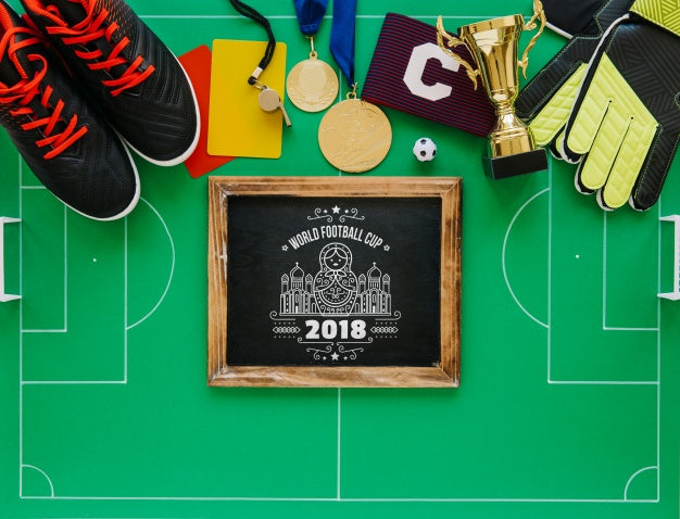 Free World Football Cup Mockup With Slate Psd