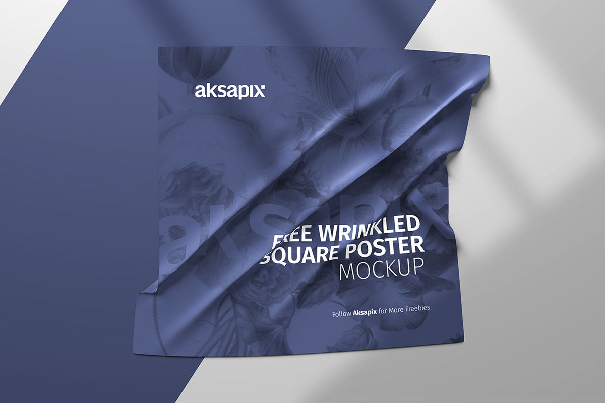 Free Wrinkled Square Poster Mockup