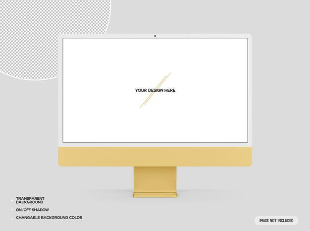 Free Yellow Desktop Computer Mockup Psd