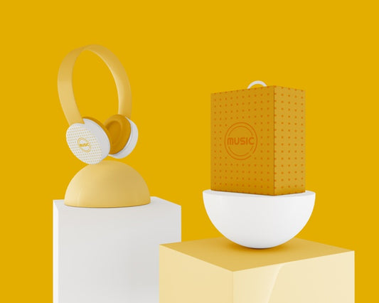 Free Yellow Minimalistic Headphones Wireless Psd