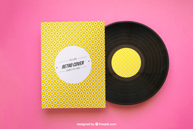 Free Yellow Vinyl Mockup Psd