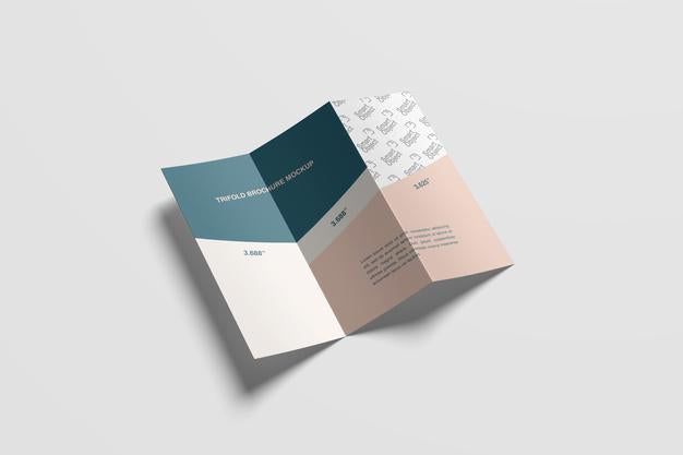 Free Z Fold Brochure Mockup High Angle View Psd